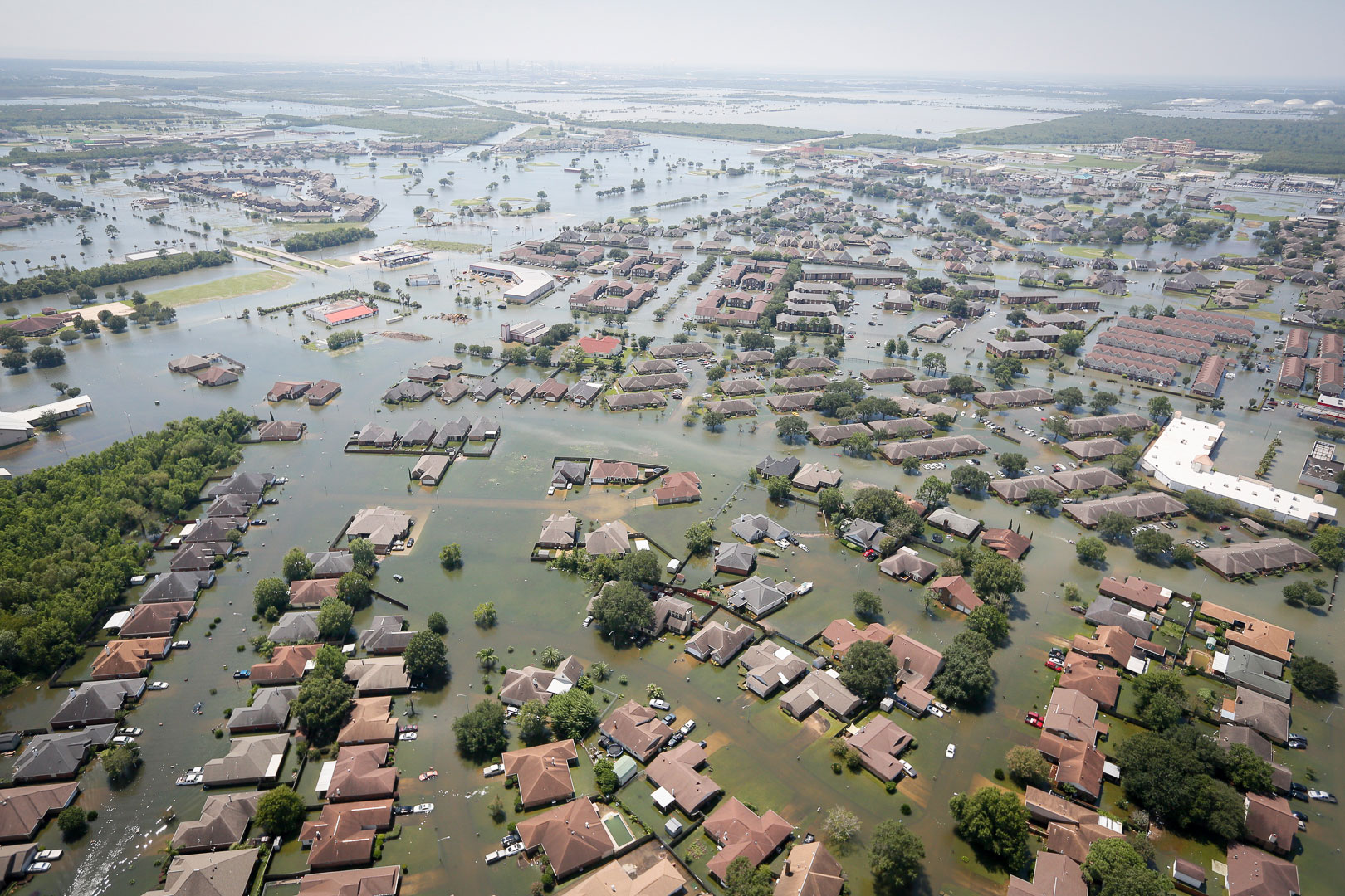 飓风哈维期间休斯顿地区的洪水航拍照片