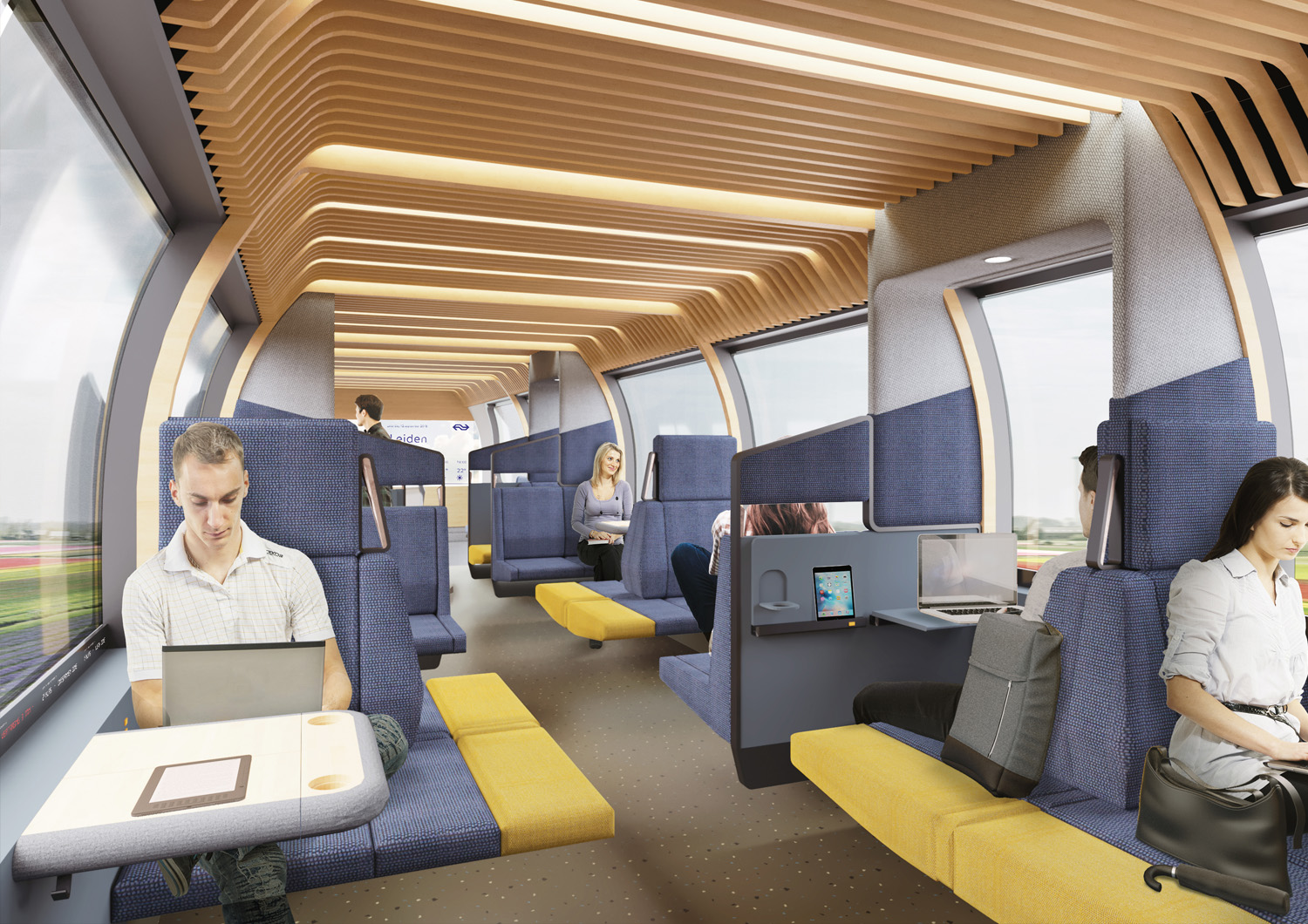 由Mecanoo和Gispen设计的荷兰国家铁路公司列车概念效图