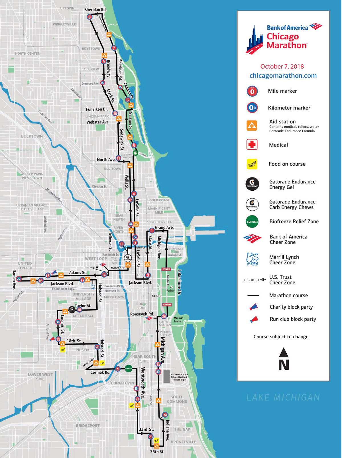 marathon chicago course map