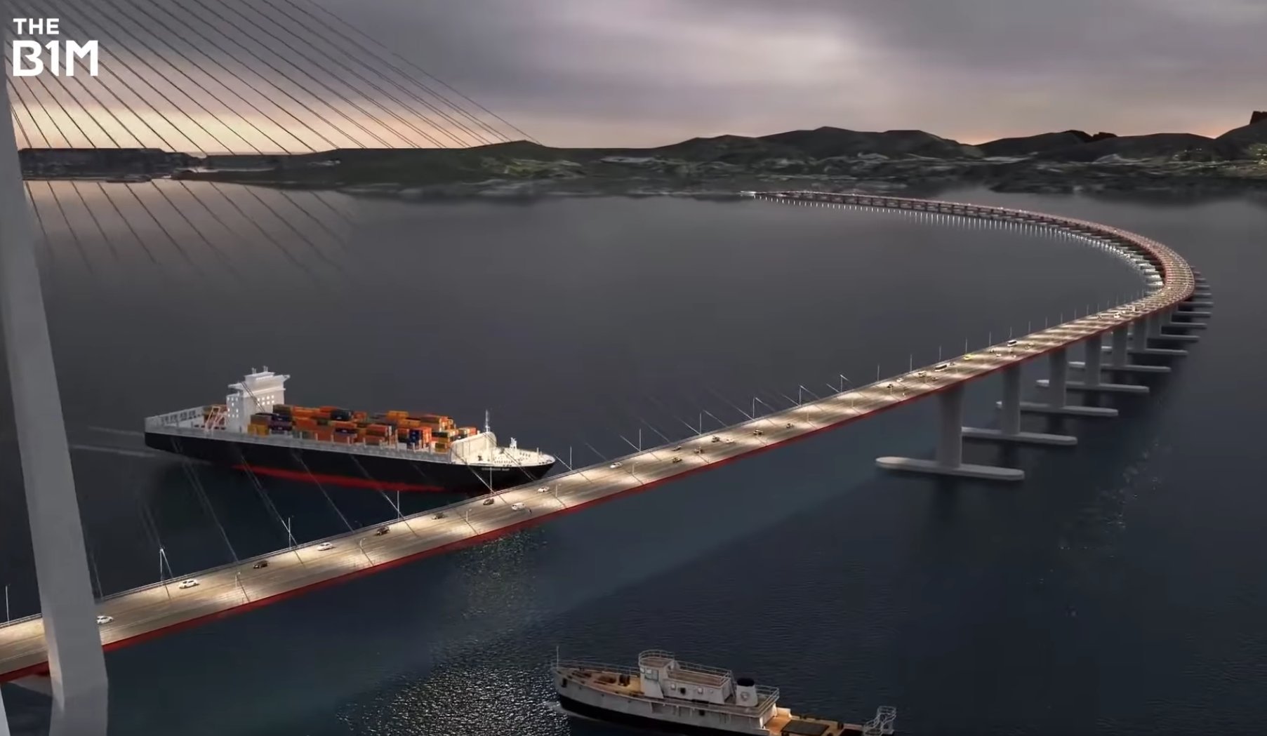 挪威比约纳夫约德的一座桥的渲染图
