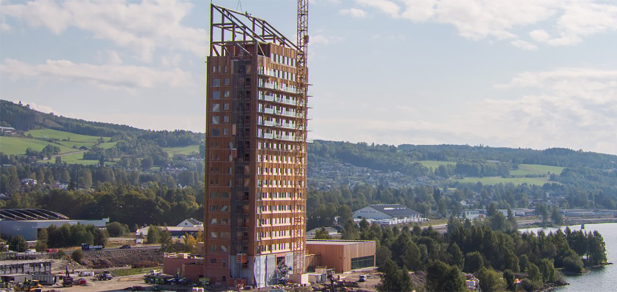 挪威正在建造的大型木结构建筑图像