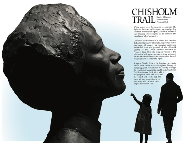 rendering of Shirley chisholm bust by Tanda Francis