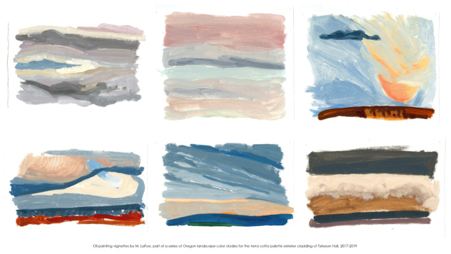 扫描六幅描绘俄勒冈州风景的抽象油画
