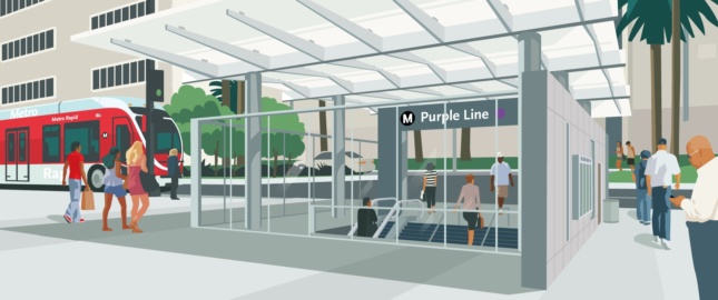 渲染计划紫色线地铁站