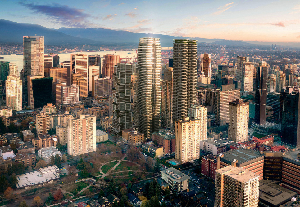 在温哥华的翻转，铜包塔的渲染，将建造被动房屋标准
