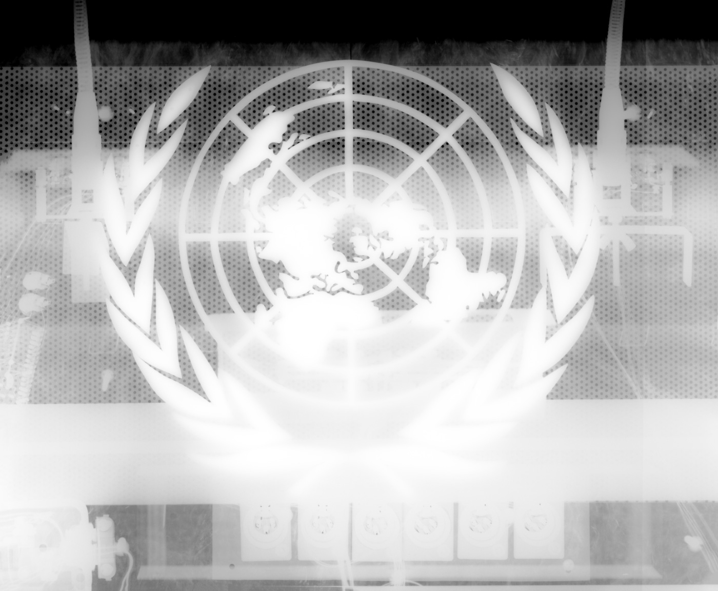 一张描绘联合国印章的讲台x光片