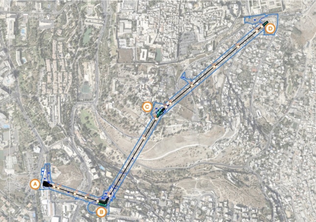 地图说明了城市缆车系统的脚印