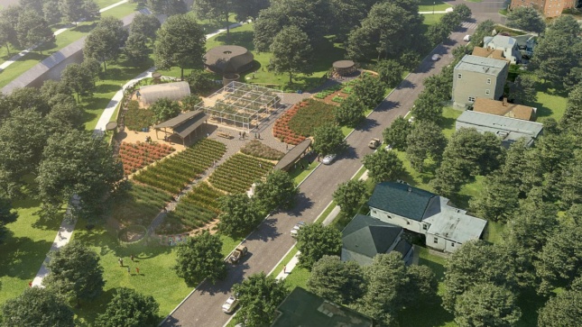 由SHoP Architects设计的城市农场的空中渲染图