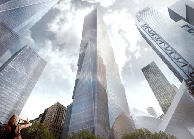 世界贸易中心2号四四方方的玻璃塔效果图