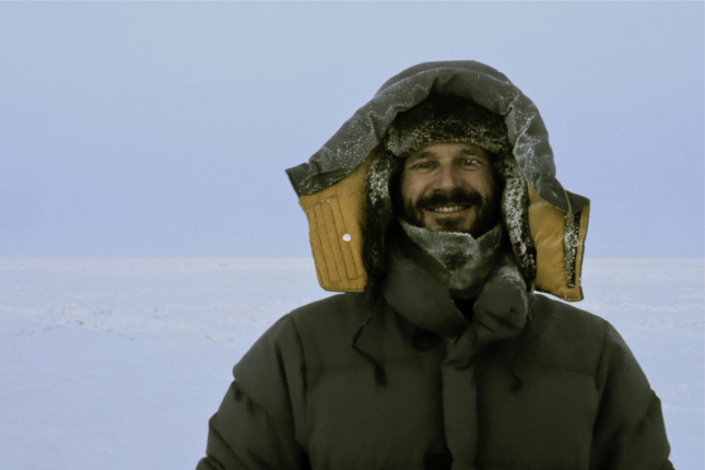 A man swaddled in cold-weather clothing