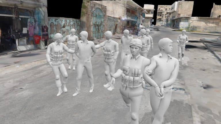 虚拟现实图像的警察护送人民