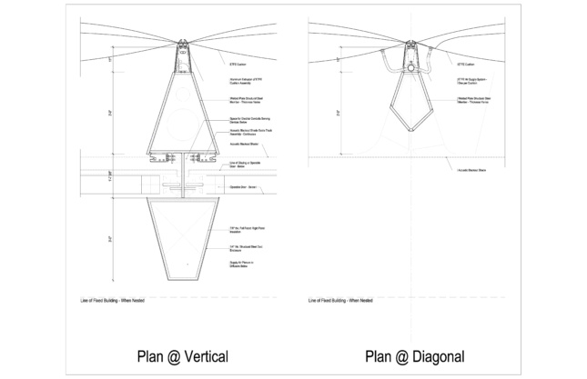 立面系统和ETFE面板连接的棚详图