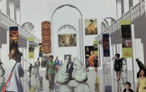 作为未来文化中心系列的一部分的一个拟建博物馆的效图