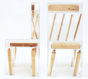 木椅子在透明树脂包封，由乔伊斯林设计