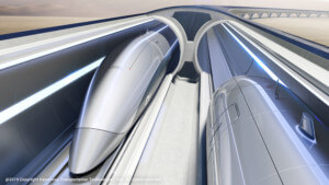 超级高铁隧道的渲染，不一定是扎哈·哈迪德的建筑师会提出的