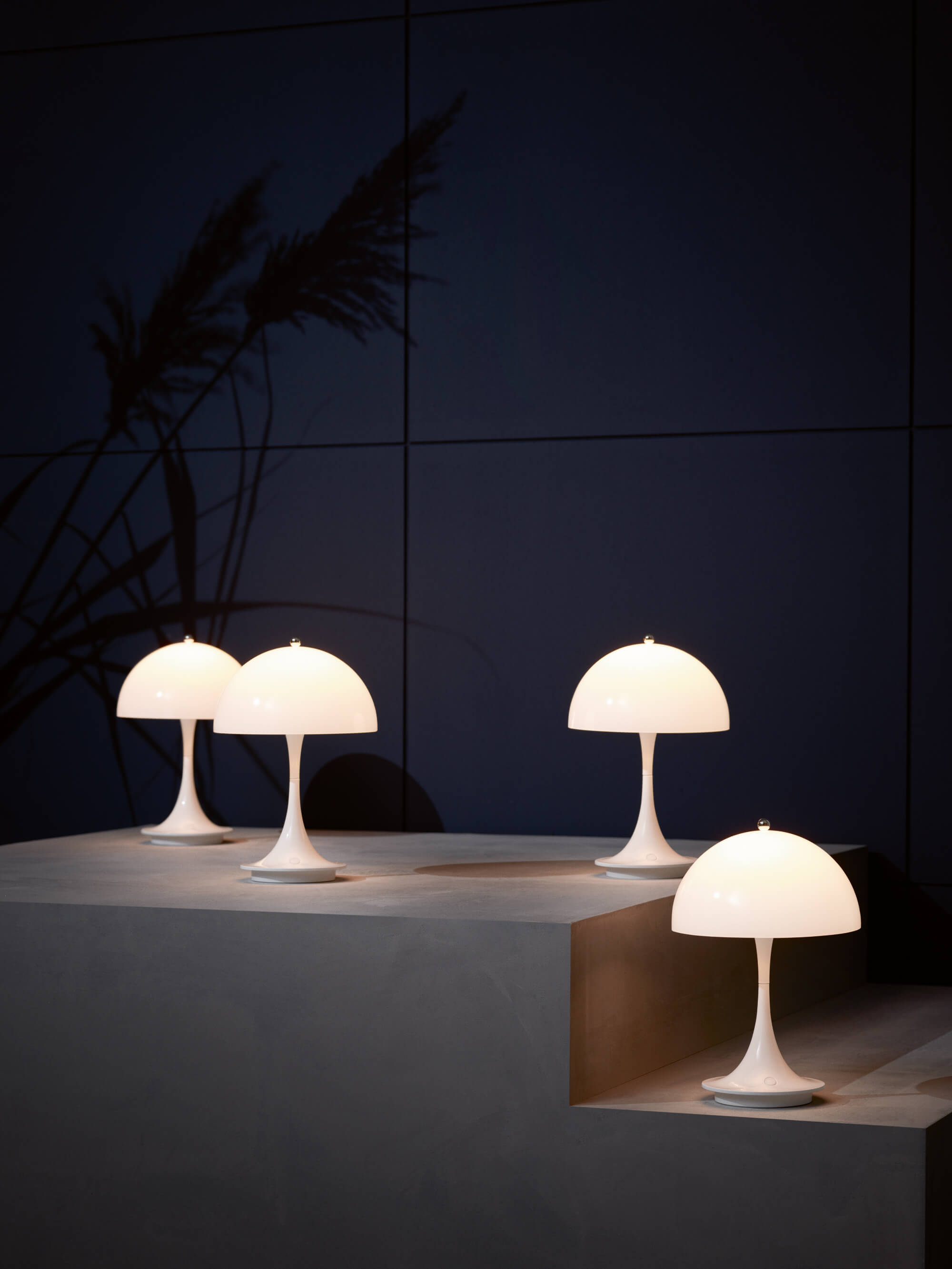 a group of mushroom shaped lights