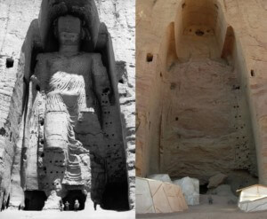 Bamiyan Buddhas Pre和释放在阿富汗的图像