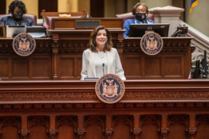 new york governor kathy hochul delivers a speech