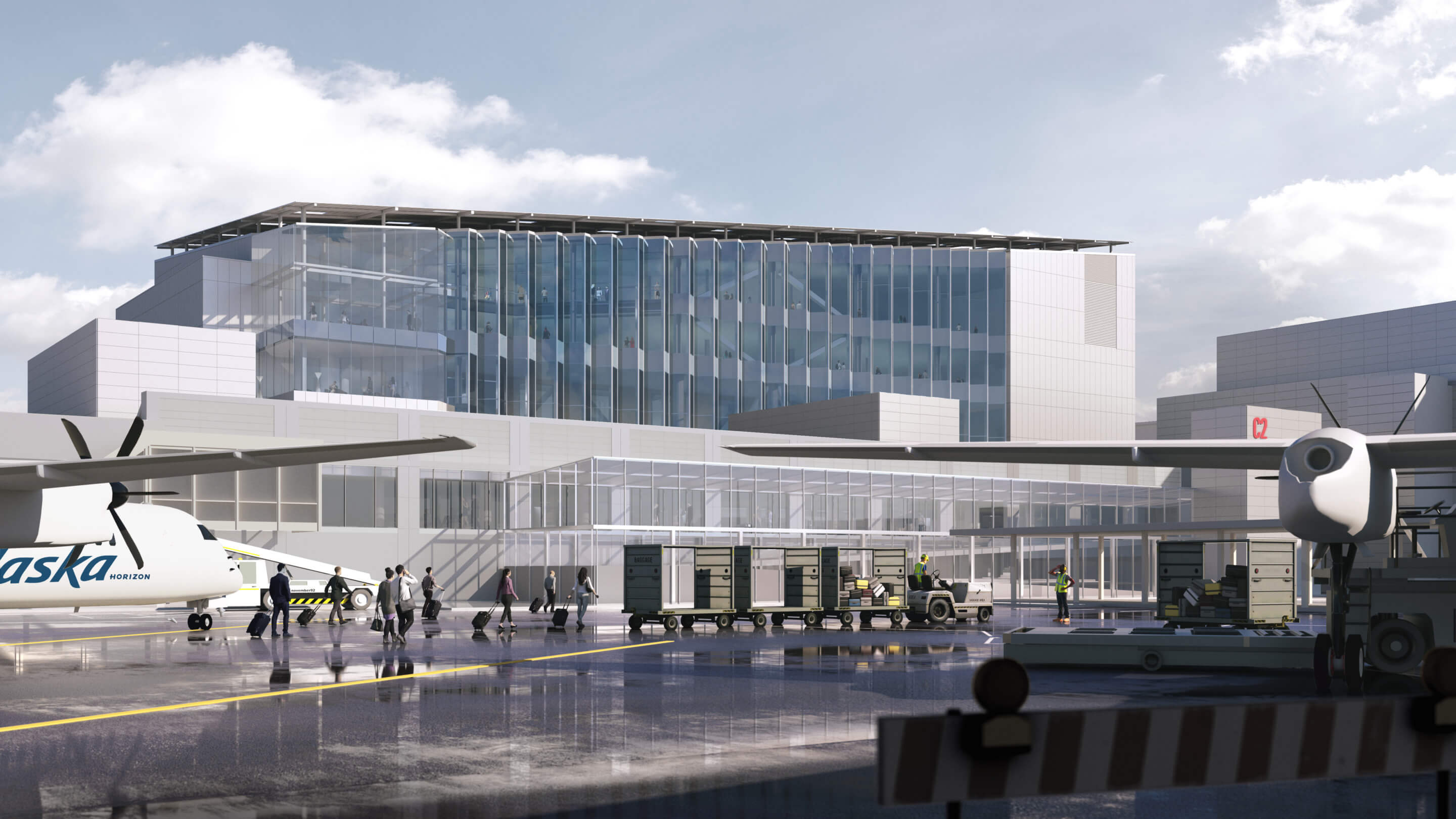 exterior rendering of an airport concourse
